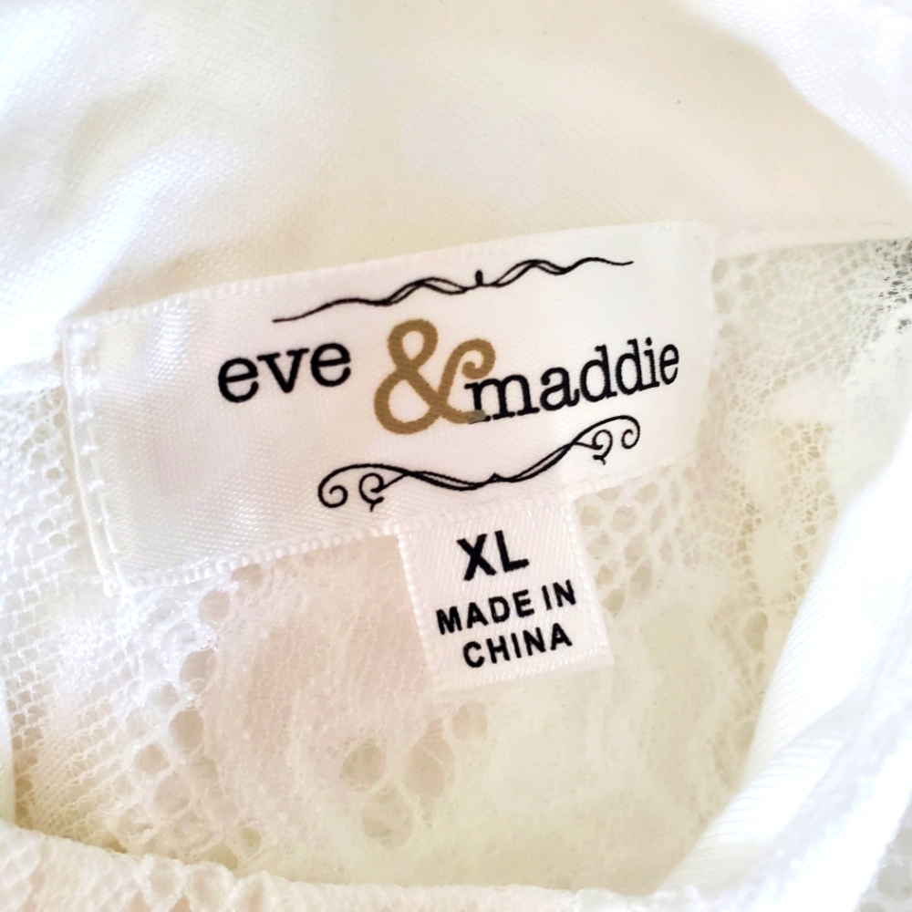 EVE & MADDIE XL White Lace Overlay Halter High Neck Sheer Top Crochet Romantic - Picture 3 of 13